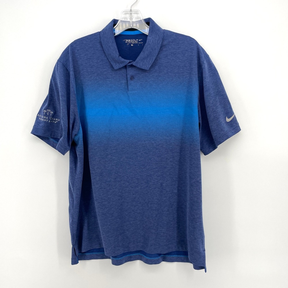 Nike‎ Golf UV Performance Polo Shirt Mens Large Blue Arizona Grand Resort Logo - Picture 2 of 9